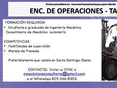 ENCARGADO DE. OPERACIONES - TALLER 
